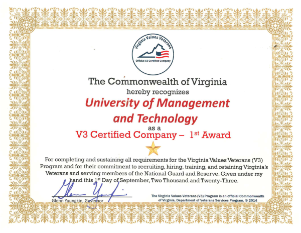 V3 Certification Awarded to UMT
